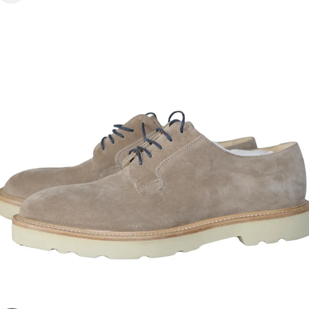 Paul Smith Suede Sand Beige Cow Leather/Rubber Sole Lace Up Shoes